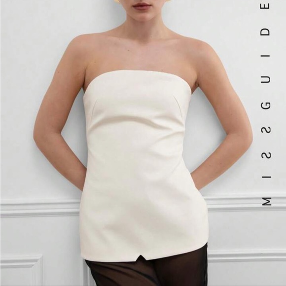 Missguided Longline strapless thick material fully lined tube top - white color - Picture 3 of 5